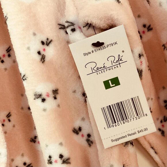 RENE ROFE Women's Plush Kitty Bathrobe NWT Size L - Picture 3 of 9